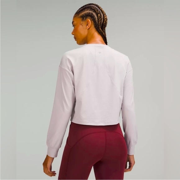 Lulu Lemon Abrasion Resistant Training Long Sleeve Shirt Cropped White Size M-L - Picture 3 of 7